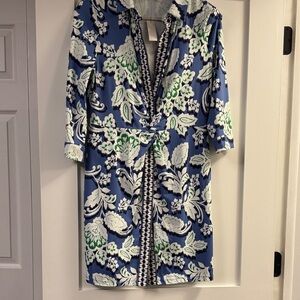Talbots EFFORTLESS JERSEY TWIST SHIRTDRESS - BLOSSOM IKAT. Size MP